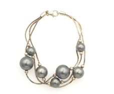 Vintage 925 Sterling Silver Pearl-Look Multistrand Bracelet