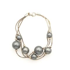 Vintage 925 Sterling Silver Pearl-Look Multistrand Bracelet