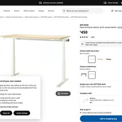 IKEA MITTZON Electric Sit/Stand Desk (160 x 80 cm) - Birch Veneer  White Dual-Mo