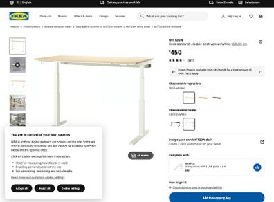 IKEA MITTZON Electric Sit/Stand Desk (160 x 80 cm) - Birch Veneer  White Dual-Mo