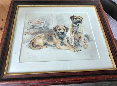 David Thompson Signed Border Terrier Limited Edition Art Print