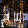 Curtain Fairy Lights,300 Led Curtain Lights Waterproof Warm White Fairy Lights USB Powered Outdoor String Lights 3m x 3m with Remote for Indoor Bedroom Christmas Party Wedding Patio Decoraions Image 9