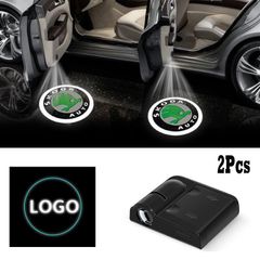 2pcs Car Logo Door Welcome LED Light Lamp Wireless For Skoda Octavia A5 A7 2 Superb Fabia 2 3 1 Rapid Yeti Kodiaq Roomster Karoq