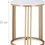 Side Table, Round, Marble Optic, H x W x D: 51 x 41 x 41 cm, White/Gold Image 3