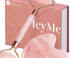 Gua Sha & Jade Roller,Guasha Tool face, Self Care Gift for Women and Men, Massager for Face, Eyes, Neck Care, Skin Care Gifts - Rose Quartz
