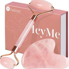 Gua Sha & Jade Roller,Guasha Tool face, Self Care Gift for Women and Men, Massager for Face, Eyes, Neck Care, Skin Care Gifts - Rose Quartz