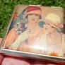Vintage Art Deco 1930s, hand-painted, enameled compact mirror Image 2
