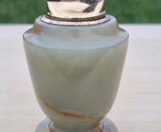 Retro office (desk) lighter made of natural green onyx