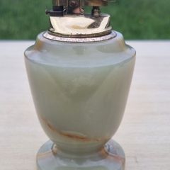 Retro office (desk) lighter made of natural green onyx