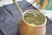 Antique Victorian Forged Handle Rounded Copper Saucepan, postage available or collection, would be a beautiful Planter or display piece, collection is always welcome and recommended in Rochfortbridge Westmeath