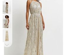 River Island Metallic Gold Dress Size 6