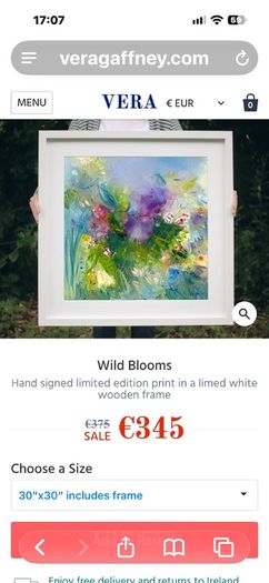 Vera Gaffney framed print - hand signed 30x 30 inch