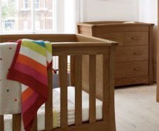 Mamas and Papas Ocean Cotbed + Chest of Drawers / Changing Unit - Solid Wood