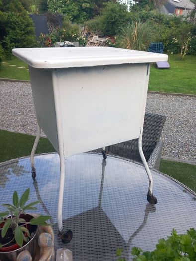 Metal side cabinet, painted white, D18