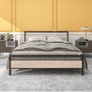 King Size Bed Frame with Wood Headboard,Heavy Duty Metal Platform Image 8