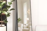 Full Length Mirror 140x40cm Free Standing, Hanging or Leaning, Large Floor Mirror with Black Aluminum Alloy Frame for Living Room or Bedroom