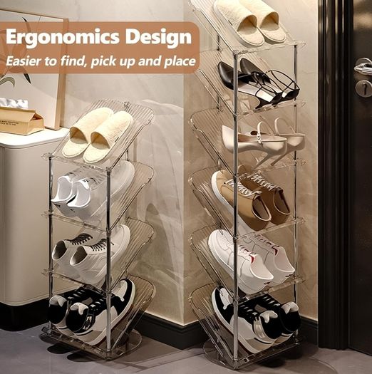 Narrow Shoe Rack 5 Tiers - Slim Tall Shoes Racks for Small Spaces and Corner, Shoe Storage Organiser Cabinet for Hallway, Vertical Shoe Shelf Stand Holder for Shoes and Boots