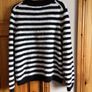 Ladies Black and white striped jumper W wool content M  includes postage Image 3