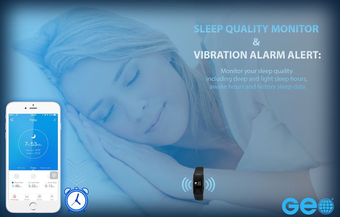 GEO Smartwatch Multifunction Fitness Tracker, Bluetooth 4.0 with App Integration, Heart Rate, Sleep Monitor, Phone Notifications, Vibration Alarm