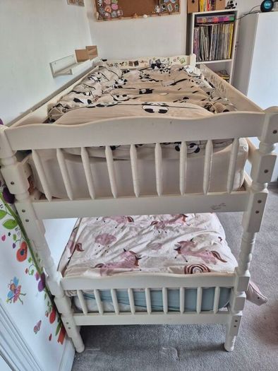 White Wooden Bunk Bed