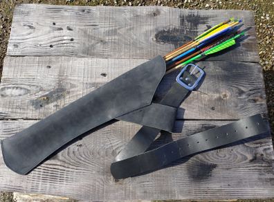 Traditional Leather cowhide quiver for 10 arrows