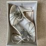 White and silver leather sequin sparkle strappy heels Image 8