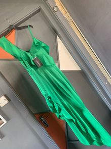 PLT satin green summer dress with drophem size 10
