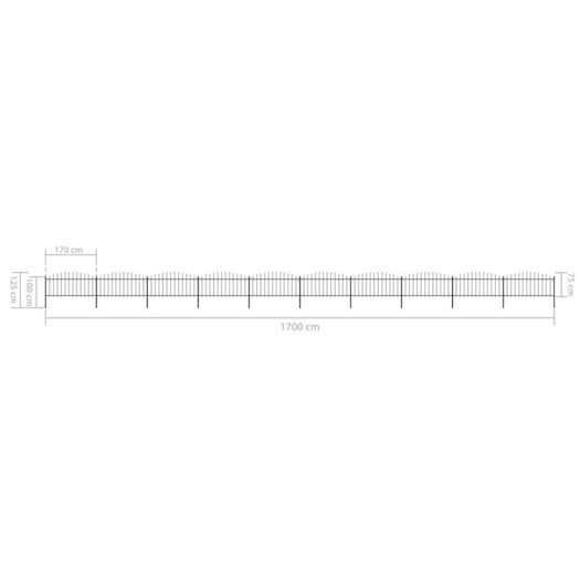 Garden Fence with Spear Top Steel  Black