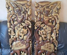 Handcarved solid teak panels