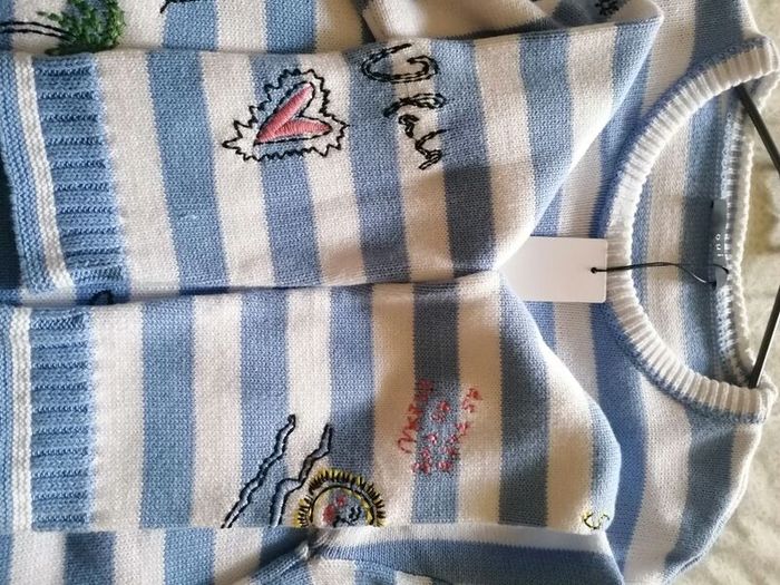 OUI striped white blue jumper UK 10