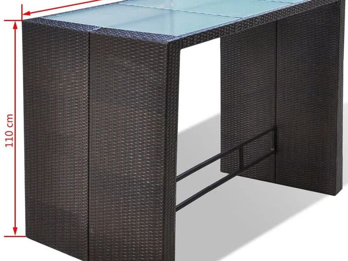 13-Piece Poly Rattan Bar Set Table and 6 Bar Stools Garden Furniture Brown / Black