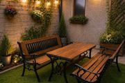 Garden table with 2 benches [ heavy cast iron ]