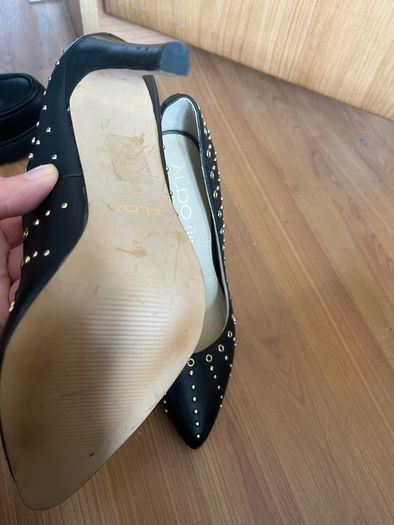 Brand new aldo genuine leather black stilletto gold studs