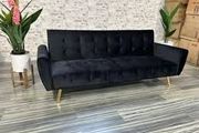 Luxury Velvet Sofa Bed with Golden Legs black