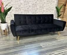 Luxury Velvet Sofa Bed with Golden Legs black