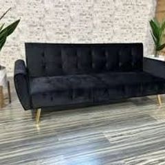 Luxury Velvet Sofa Bed with Golden Legs black