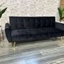 PRICE REDUCTION Velvet Sofa Bed Golden Legs black Image 3