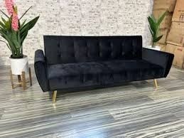 PRICE REDUCTION Velvet Sofa Bed Golden Legs black
