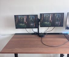 MITTZON Home Office Desk Setup and 2x 21.5 Iiyama monitors and dual arm