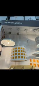 Two White & Yellow Ceiling Shades