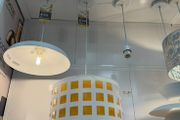 Two White &amp; Yellow Ceiling Shades