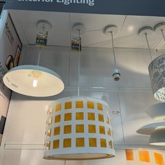 Two White & Yellow Ceiling Shades