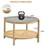Round Glass Metal Center Table, Modern Simple 2 Tier Middle Table for Small Space Living Room Bedroom Office Meeting Room Image 3