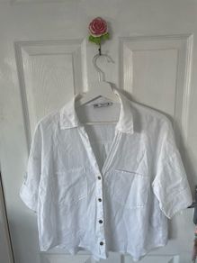 Zara women's white linen blouse