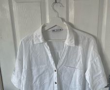 Zara women's white linen blouse