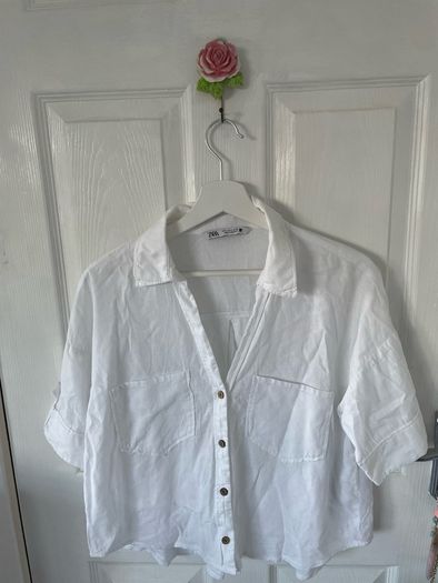 Zara women's white linen blouse