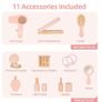 Kids Dressing Table, Pink Kids Vanity Table and Chair with 11 Pcs Wooden Makeup Set, Pretend Dresser Desk Chair Set, Girls Vanity for 3 Year Old and Up Image 3