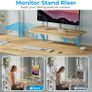 Office Desk 100cm with Monitor Stand, Oak Study Computer Desk, Reversible Storage Shelves, Space Saving, Easy Assembly, For Home and Small Spaces Image 6