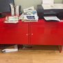 Red metal Ikea office cabinets Image 2
