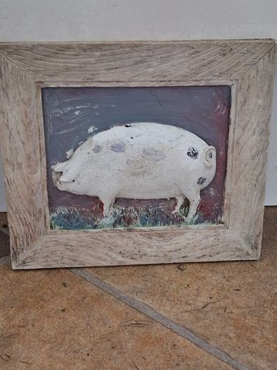 Hand Painted Ceramic Pig Plaque